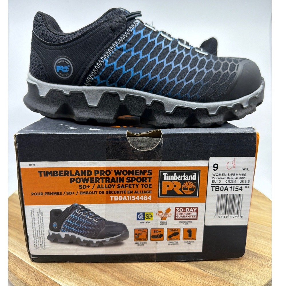 Timberland‎ PRO Womens Powertrain Spt Alloy Safety Toe Work Shoes Black TB0A1154